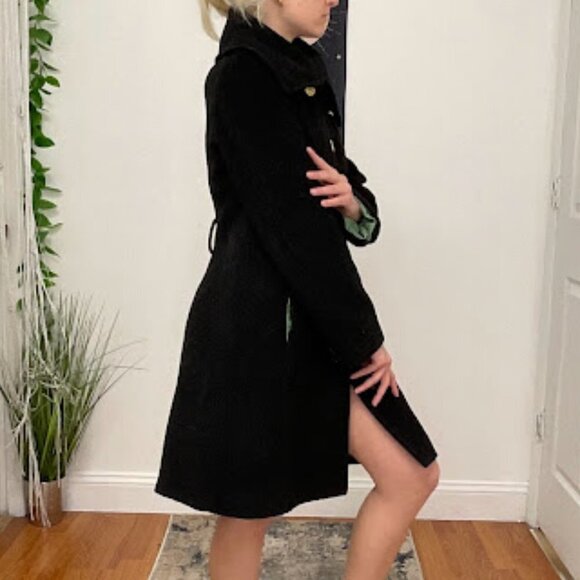 Coach Single-Breasted Button-Up Coat Long Sleeve Size S Black - Picture 8 of 16